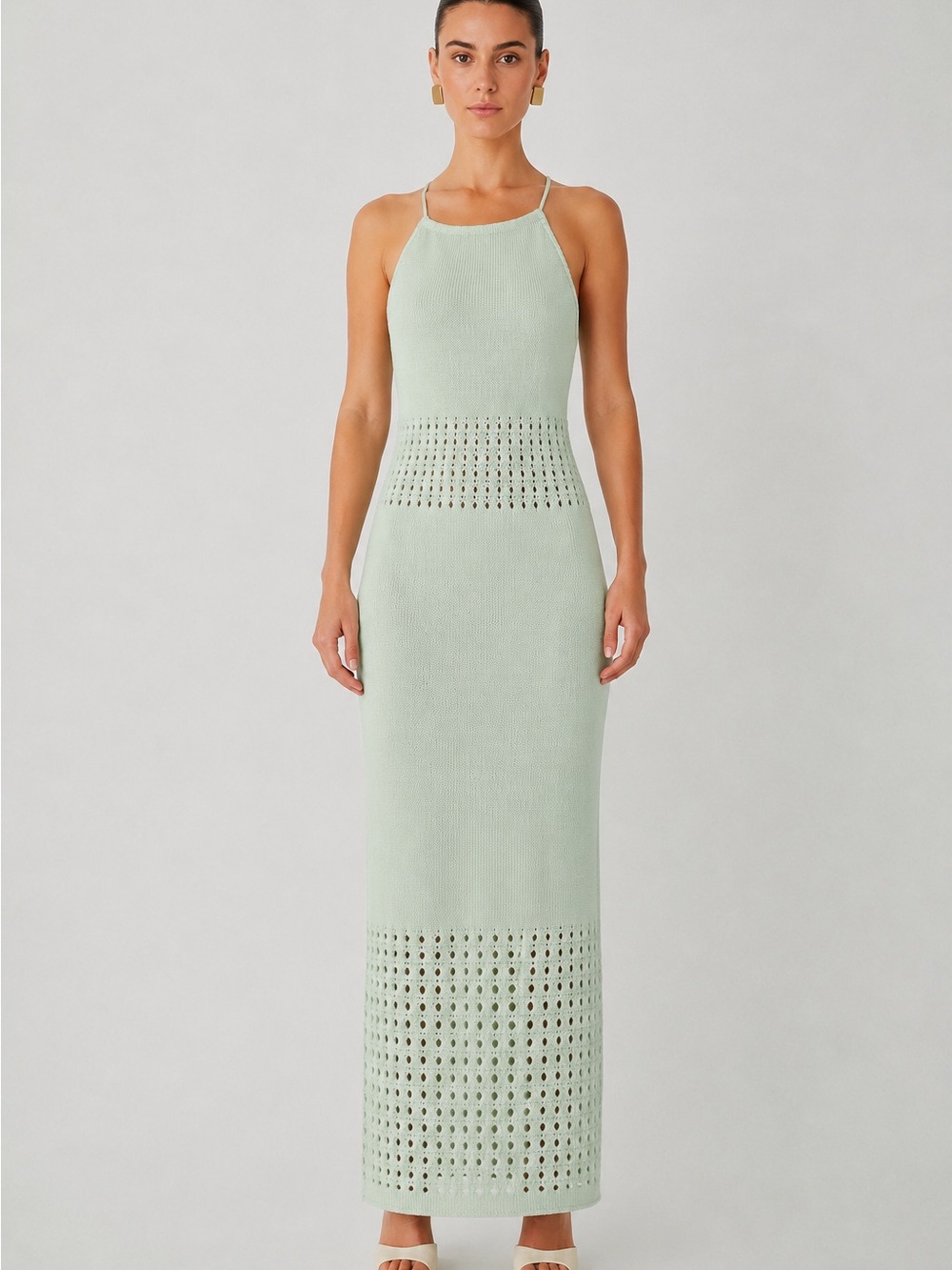 JS71 Collections Made in Italy Mint Green Knit Maxi Dress